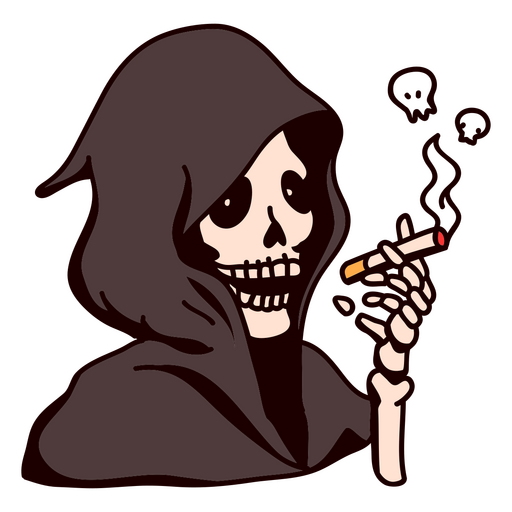 Grim reaper smoking a cigarette PNG Design