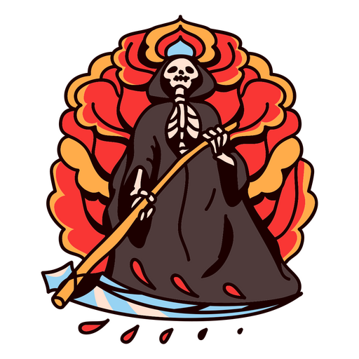 Grim reaper frente al fuego del infierno Diseño PNG