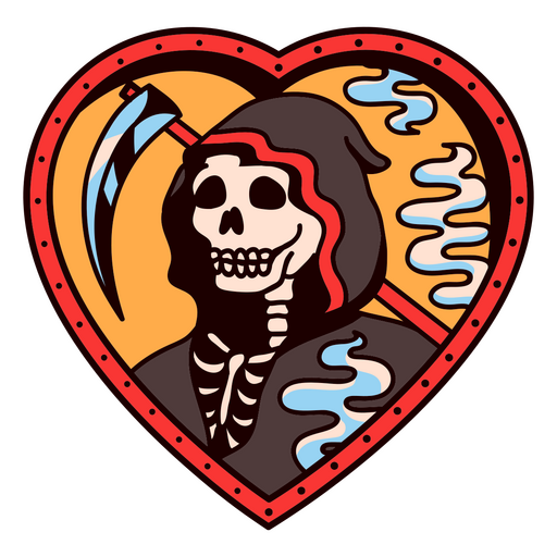 grim reaper in a heart frame PNG Design
