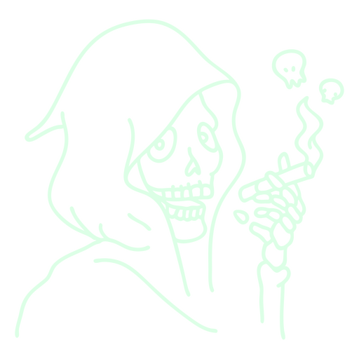 Grim reaper smoking a ghostly cigarette PNG Design