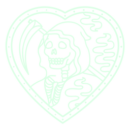 Grim reaper in a cute heart frame PNG Design