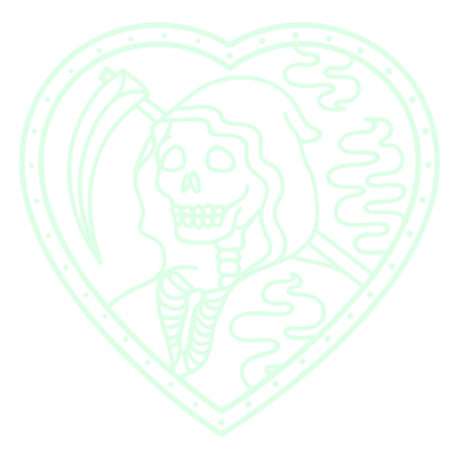 Grim reaper en un lindo marco de corazón Diseño PNG