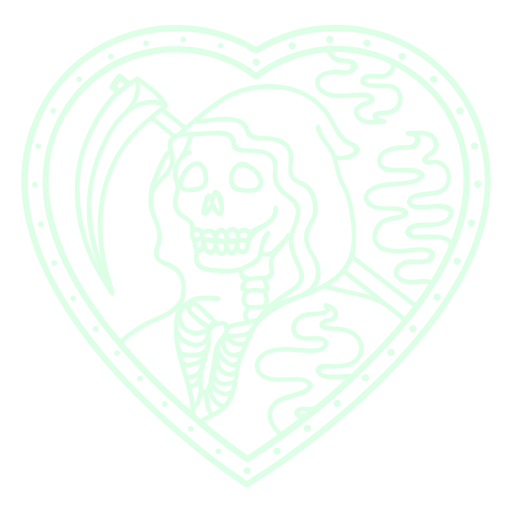 Grim reaper in a cute heart frame PNG Design