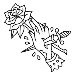 Dolch, der ein Handtattoo übertritt PNG-Design