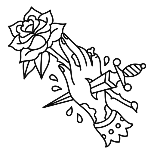 Dagger trespassing a hand tattoo PNG Design