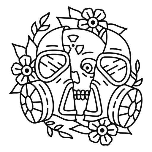 Death and flowers apocalypse tattoo PNG Design