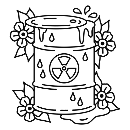 Radioactive substance in barrel tattoo PNG Design