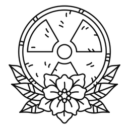 tatuaje de símbolo radiactivo entre flores Diseño PNG