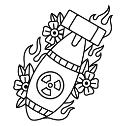 Rocket with flowers escaping the apocalypse PNG Design