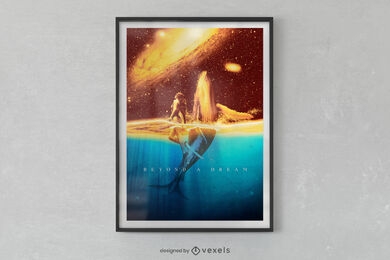 Sea and galaxy poster design