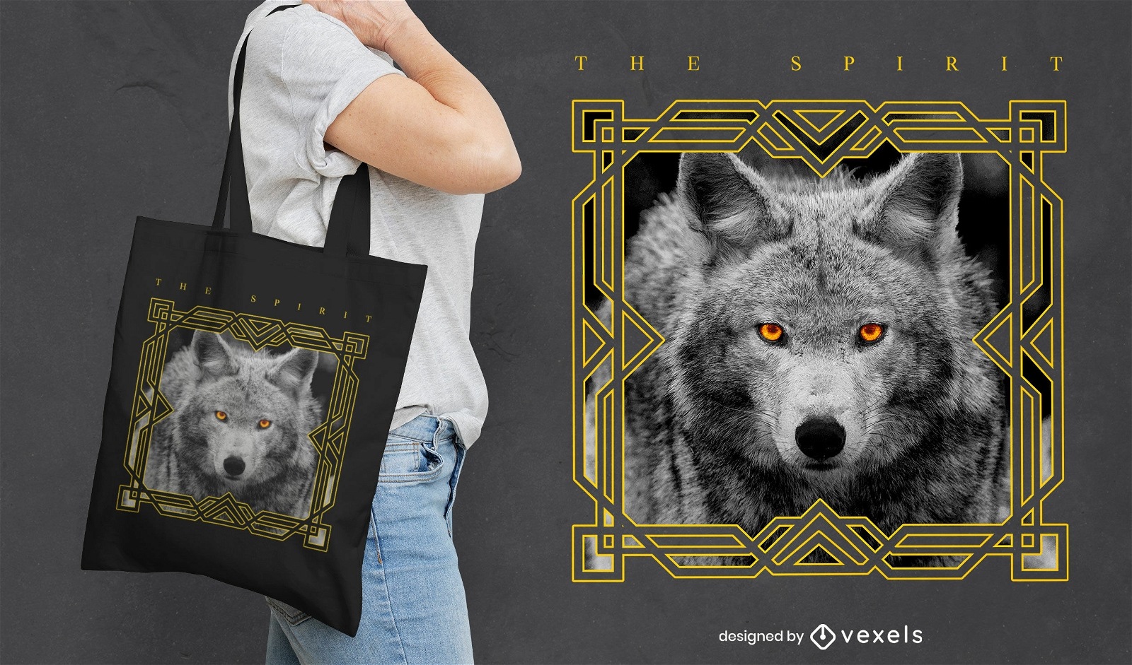 Design de bolsa de espírito de lobo