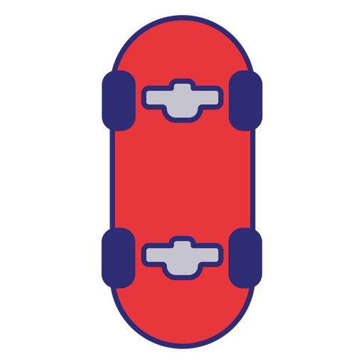 Red skateboard with purple wheels PNG Design