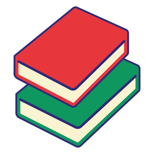 Icono de trazo de libros rojos y verdes Diseño PNG