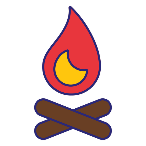 ícone de traço de cor de fogueira Desenho PNG