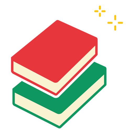 Ícone plano de livros vermelhos e verdes Desenho PNG