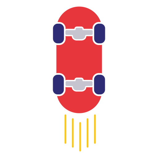 Red skateboard with blue wheels PNG Design