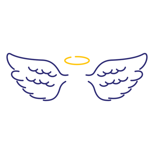 Minimalist angel wing & nimbus PNG Design