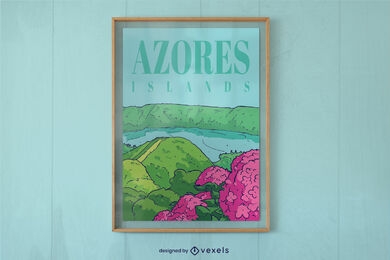 Design de cartaz de primavera de paisagem de ilha
