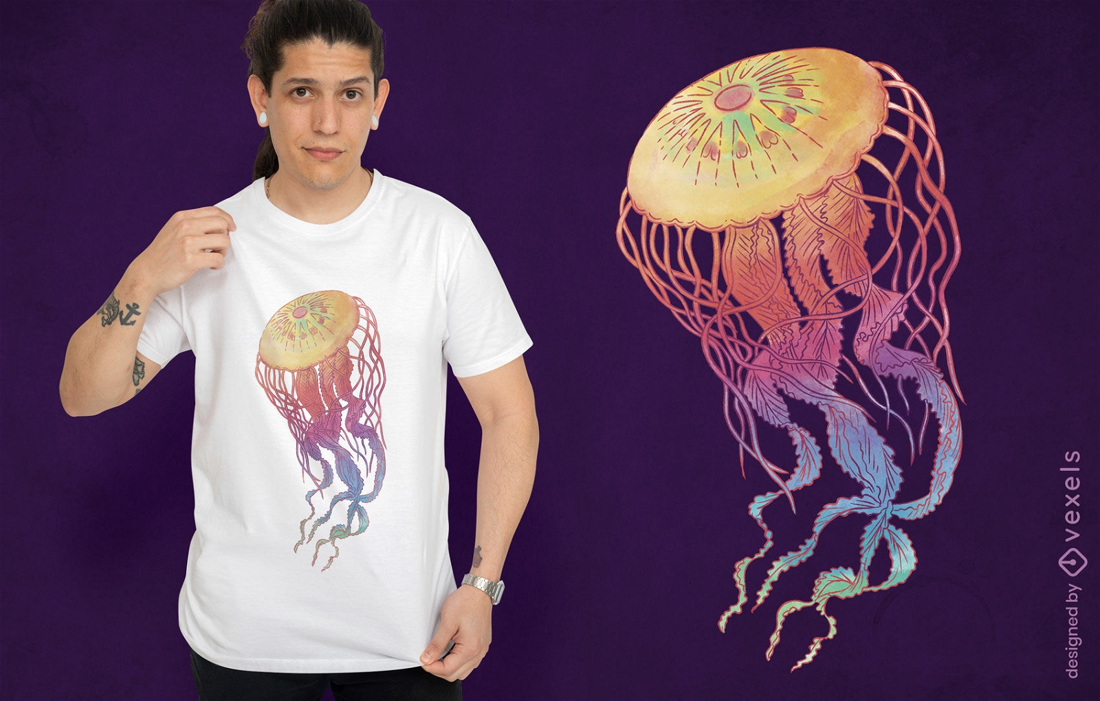 Diseño de camiseta de medusas coloridas.