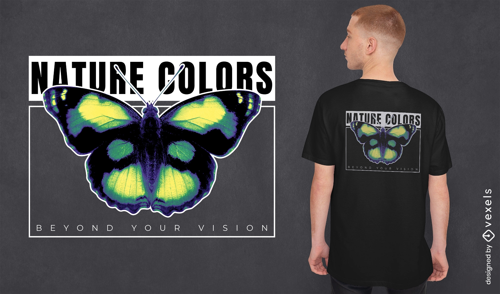 diseño de camiseta de mariposa verde degradado