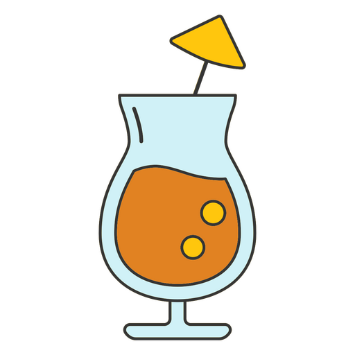 Orange cocktail with an umbrella straw PNG Design
