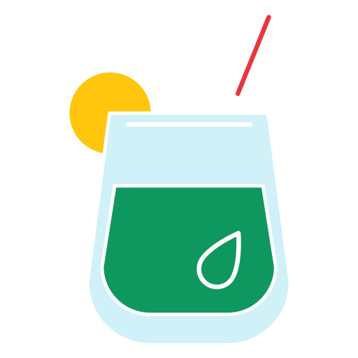 Green cocktail with orange slice PNG Design
