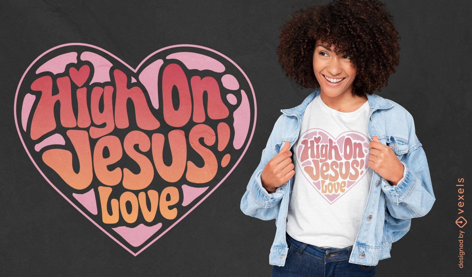 Alto en el diseño de camiseta de corazón de amor de Jesús