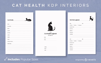 Cat health journal template KDP interior design