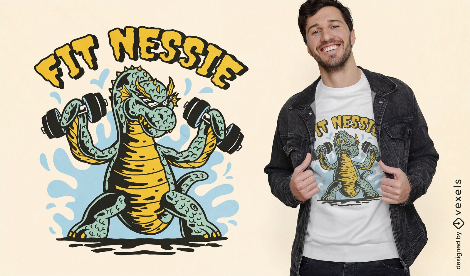Monster-Übungs-T-Shirt-Design von Loch Ness