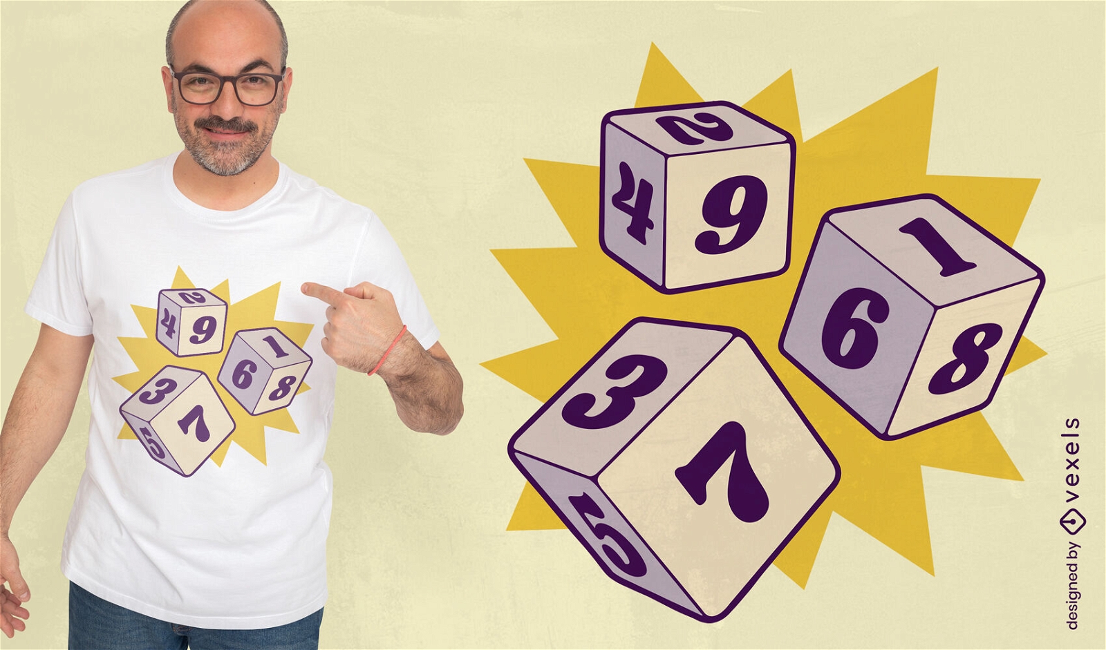 Zahlen auf W?rfeln f?r Spiel-T-Shirt-Design