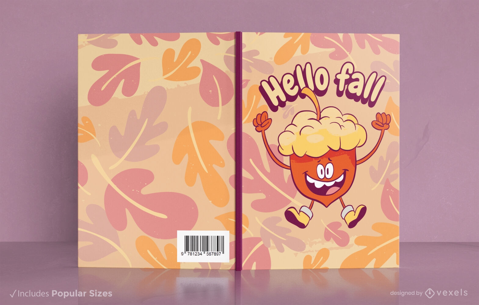 Cartoon acorn autumn book cover design
