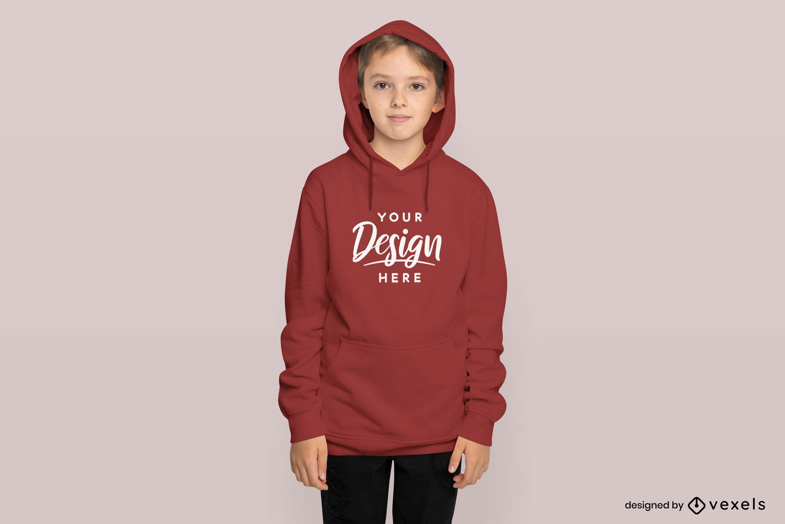 Kind mit Kapuze auf Hoodie-Mockup-Design