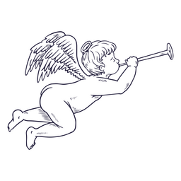 Divine cherub playing the flute PNG Design