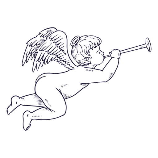 Göttlicher Cherub, der die Flöte spielt PNG-Design