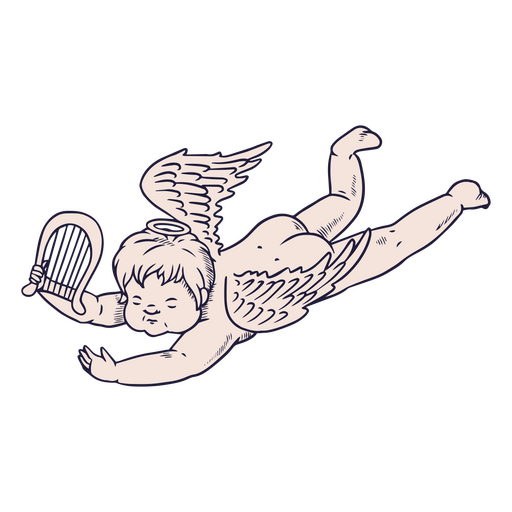 Göttlicher Cherub, der die Leier spielt PNG-Design