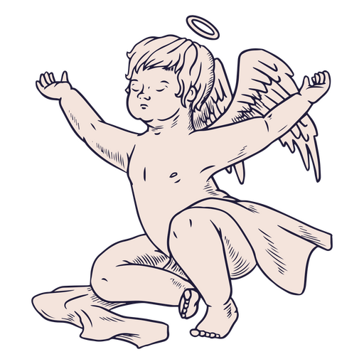 Querubín infantil celestial rezando Diseño PNG