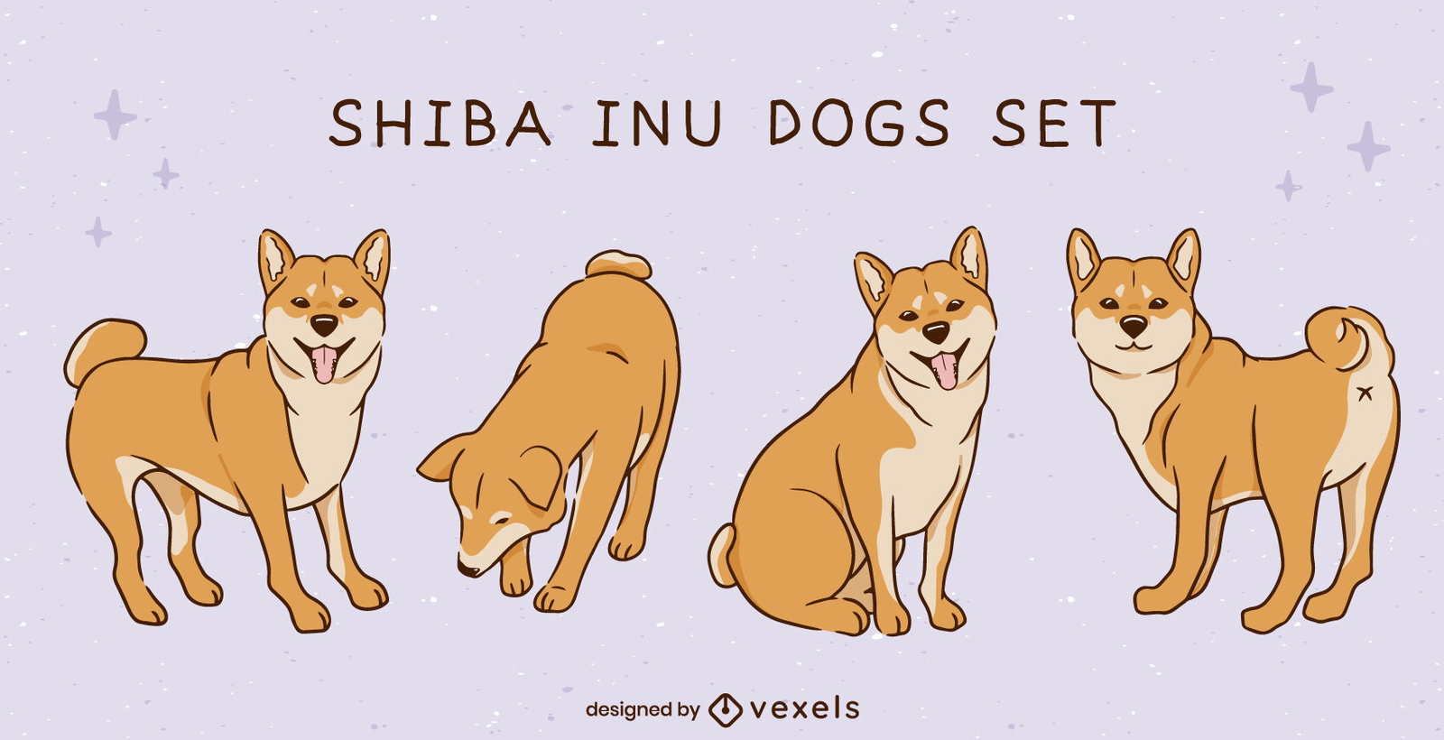 Conjunto de animais fofos de raça de cachorro Shiba inu