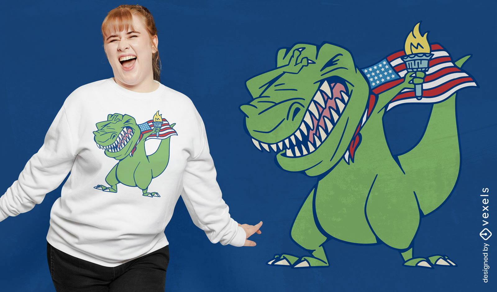 American t-rex dinosaur dabbing t-shirt design