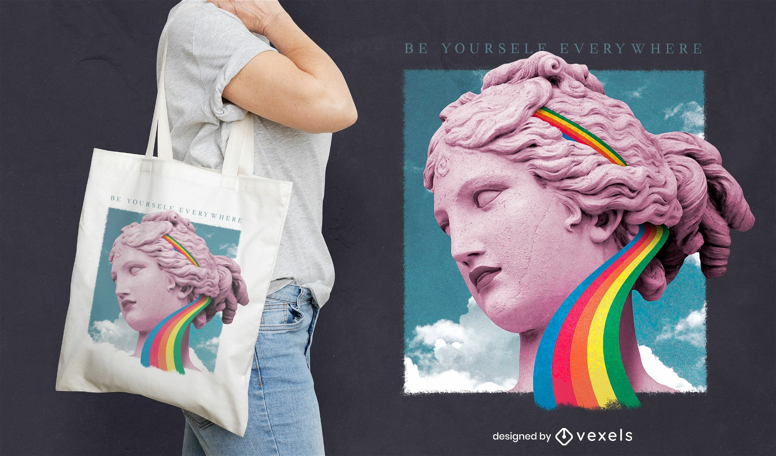 Be yourself pride statue tote bag design