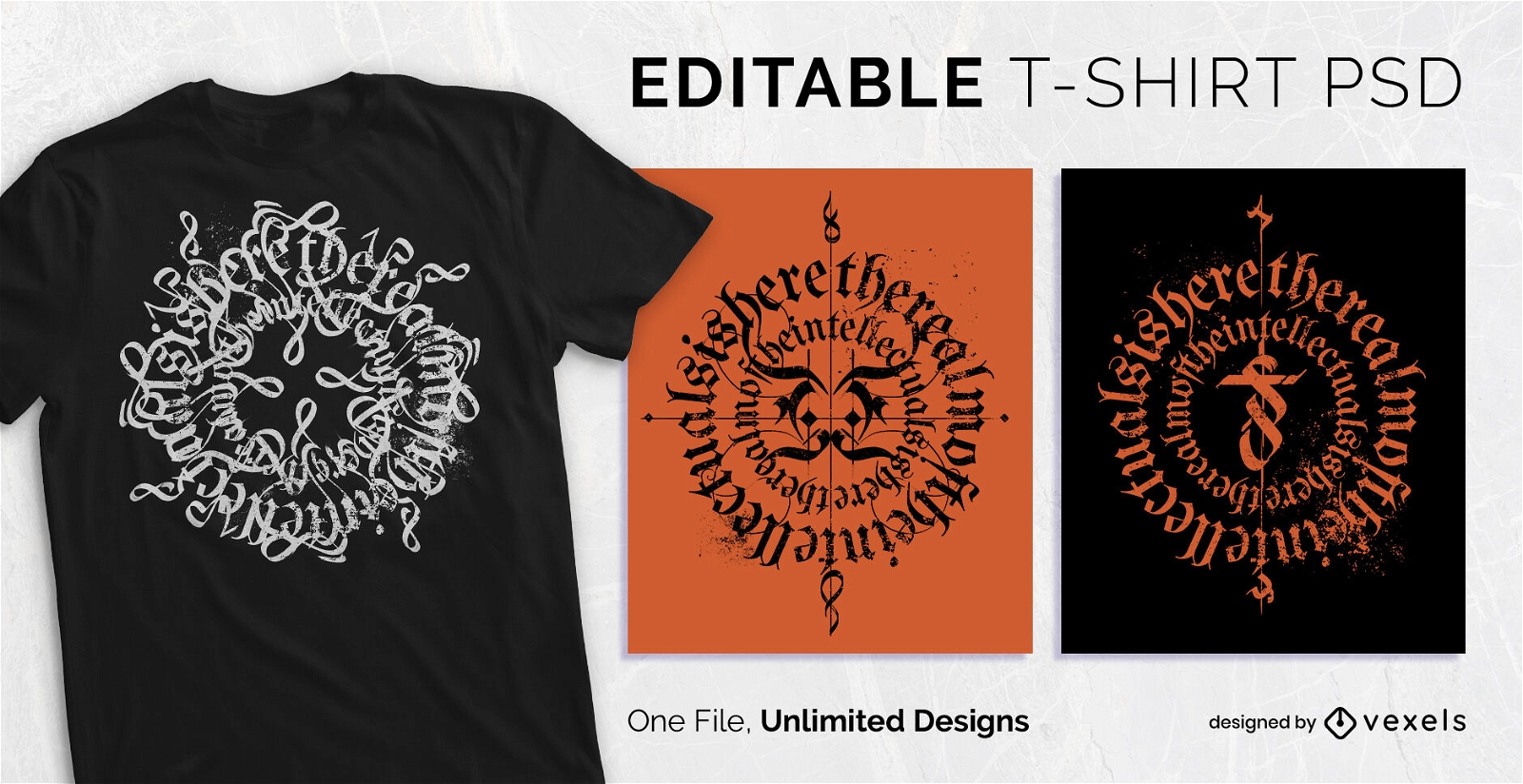 Spiral gothic text scalable t-shirt psd