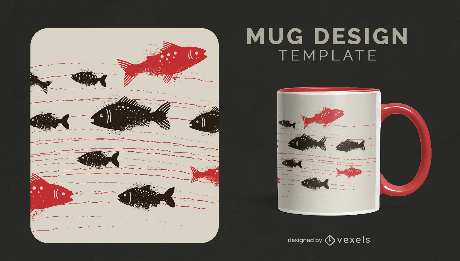 Fishes animals swimming mug design