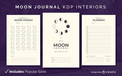 Plantilla de diario Moon KDP diseño de interiores