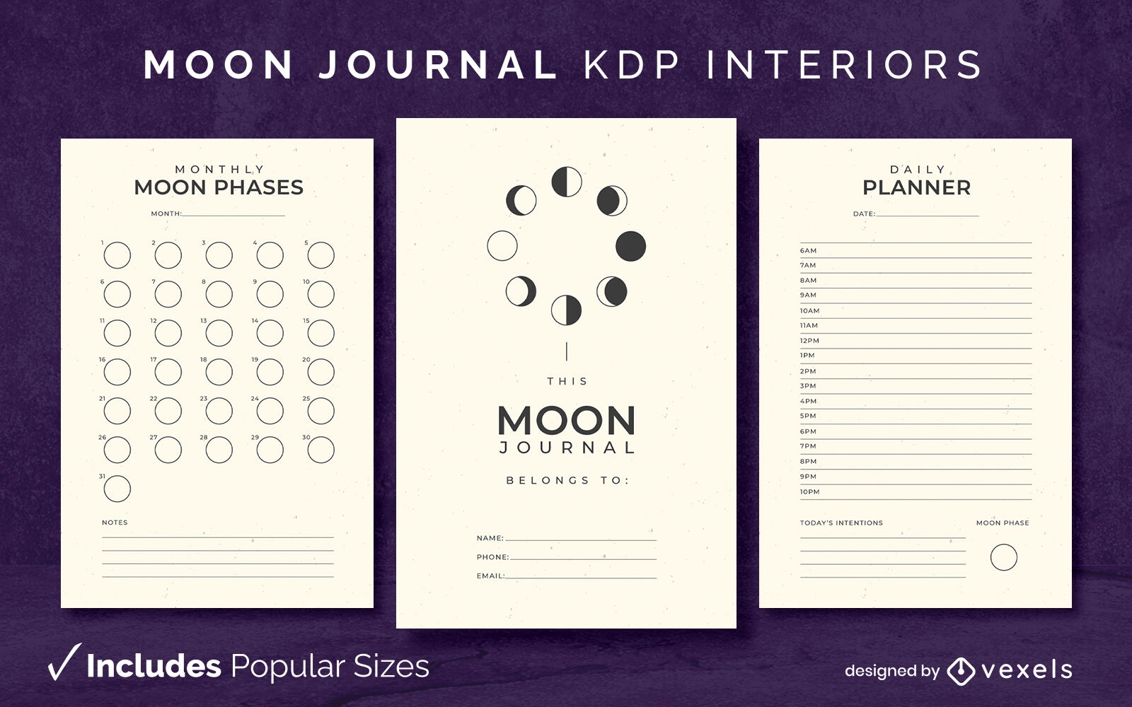 Modelo de diário lunar KDP design de interiores