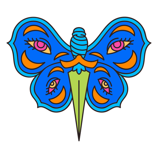 Psychedelic alien butterfly tattoo PNG Design
