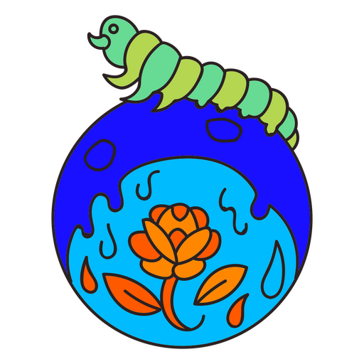 Psychedelic worm tattoo PNG Design