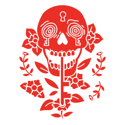 Imagen psicodélica de calavera y llaves Diseño PNG