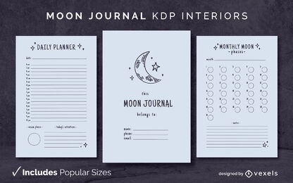 Mooon diary template KDP interior design