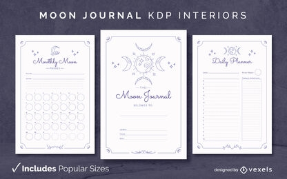 Moon journal diario plantilla KDP diseño de interiores