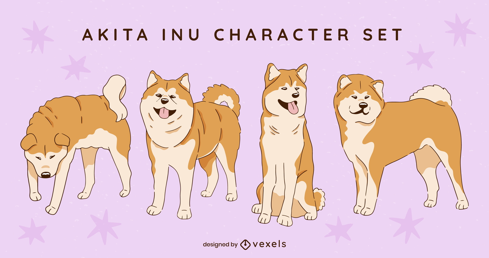 Conjunto de caracteres do cão Akita Inu