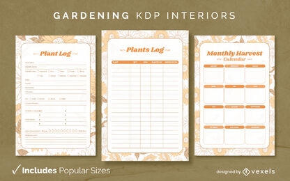Gardening log diary design template KDP